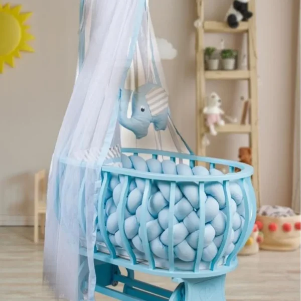 Lina Basket Cradle Wooden Cradle Braided Sleeping Set Natural Wooden Cradle