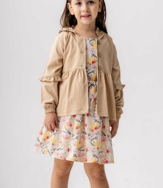 ENSEMBLE VESTE ROBE FLEURIE FILLE 6/9 ANS