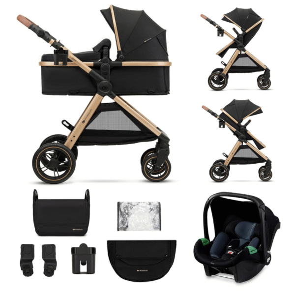 Kinderkraft Poussette 3 en 1 avec porte-bébé Mink PRO I-Size, système de voyage, poussette bébé, poussette pliable, pour nouveau-né jusqu'à 4 ans, Noir